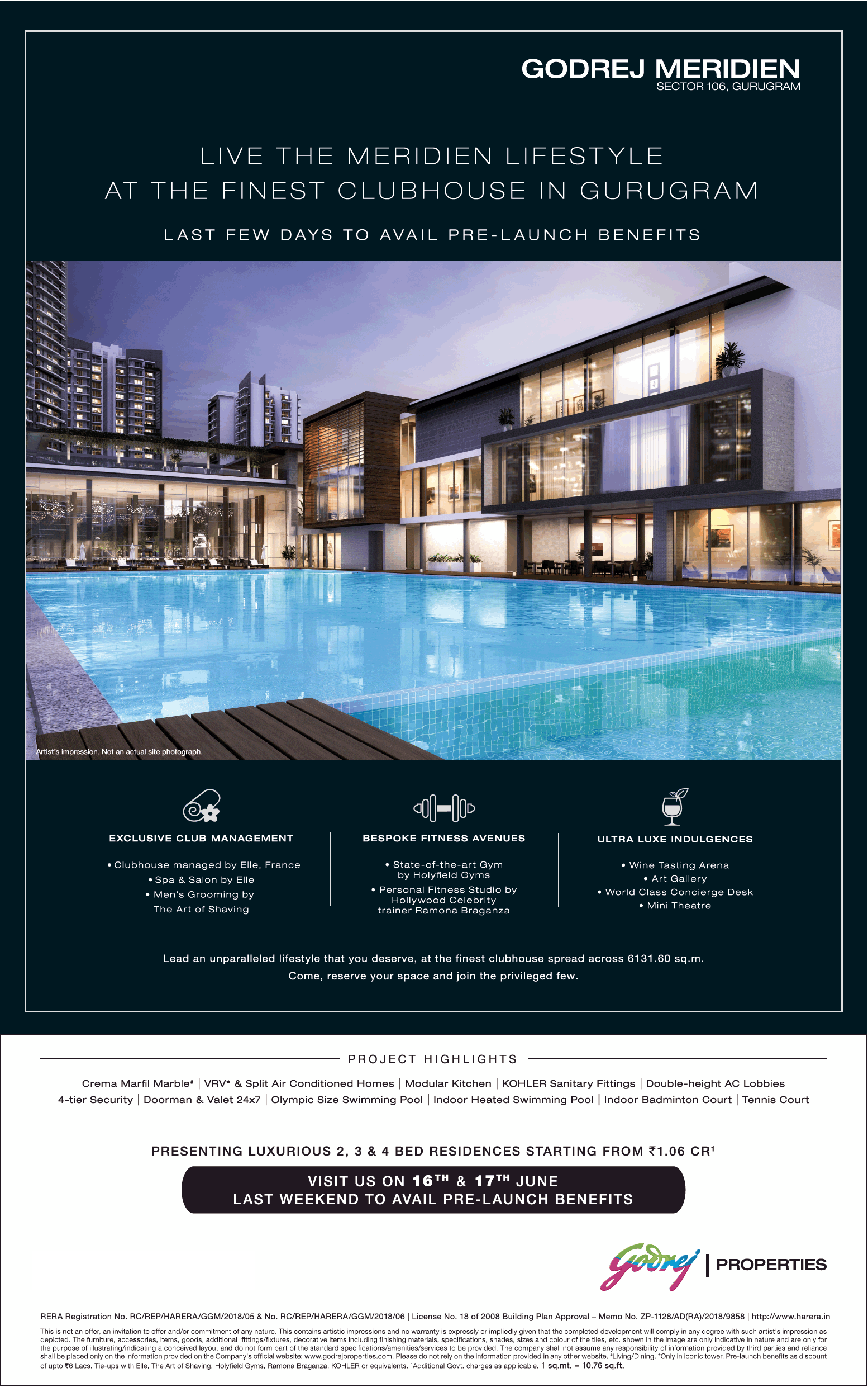 Live the lifestyle at the finest clubhouse in Godrej Meridien in Gurgaon